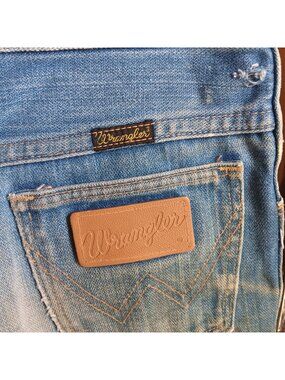 True Vintage Boys 12 25W Denim Shorts Wrangler Distressed Cutoff 1980's USA Farm